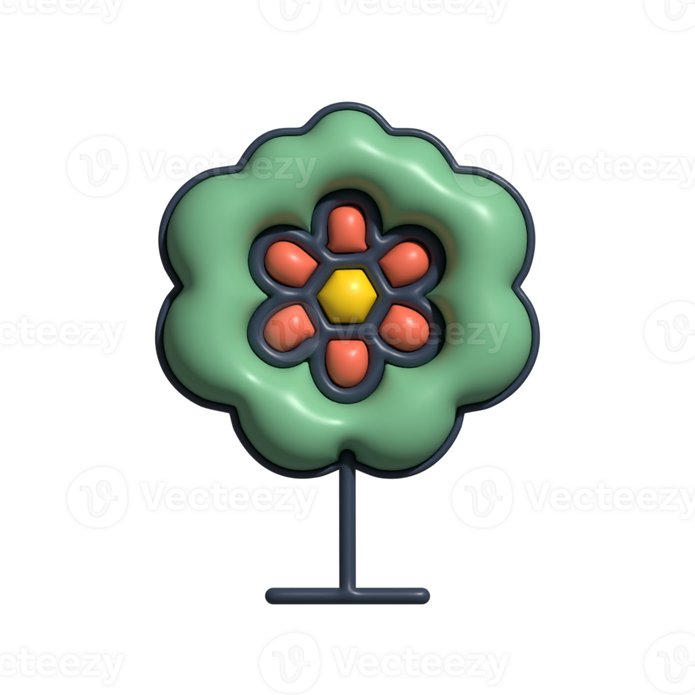 3D Render of Flower Tree Icon Blooming Nature, Garden Tree, and Colorful Symbol png