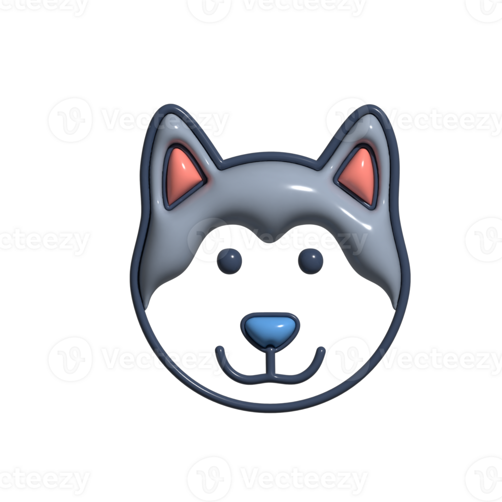 Modern 3D Husky Icon Blue-Eyed Dog, Snow Runner, and Energetic Working Breed Design png