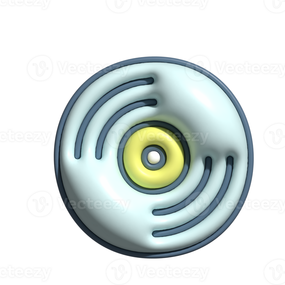 3D Render of Music Disc Icon Vinyl Record and Retro Music Symbol png