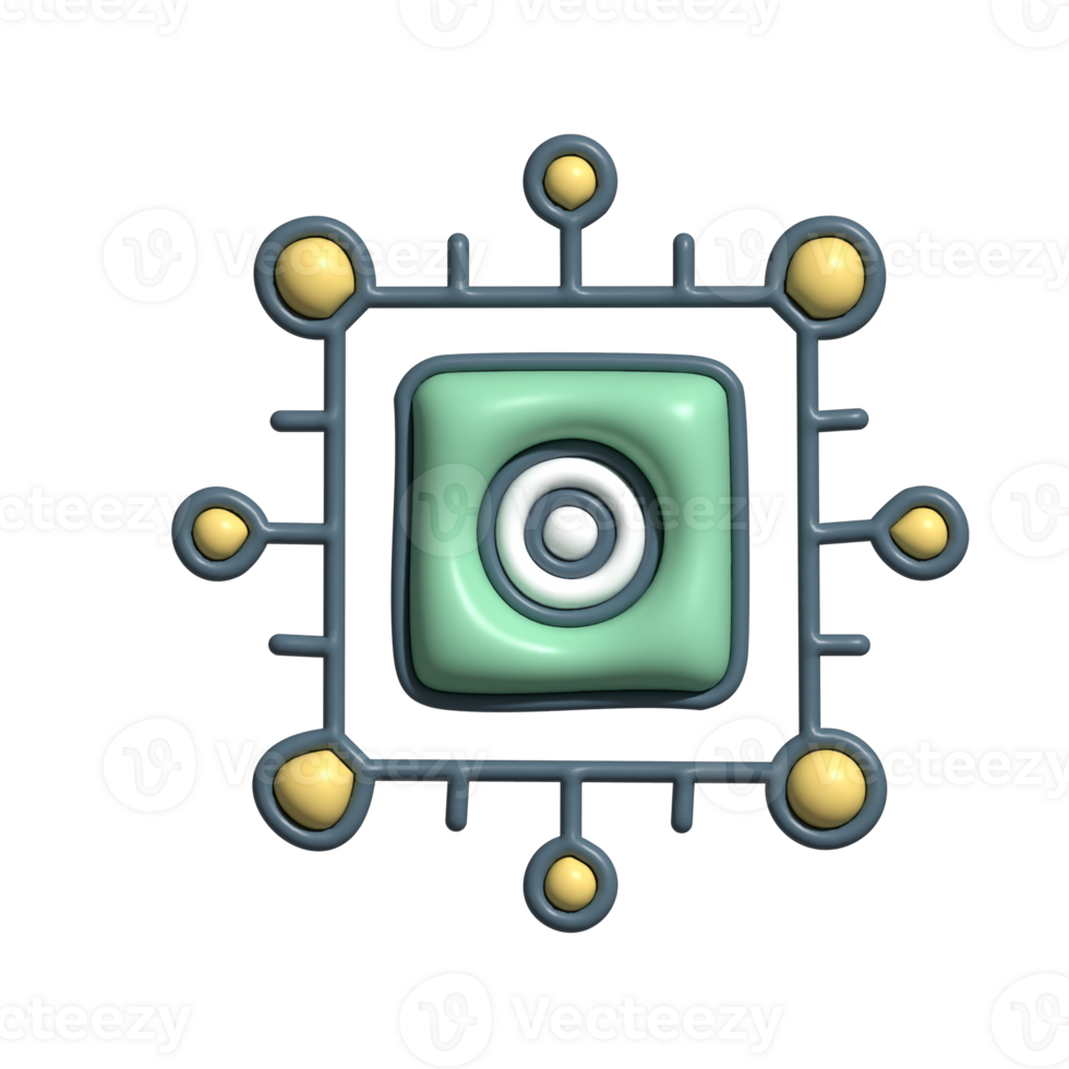 3D Computer Chip Microprocessor and Digital Circuit Concept png
