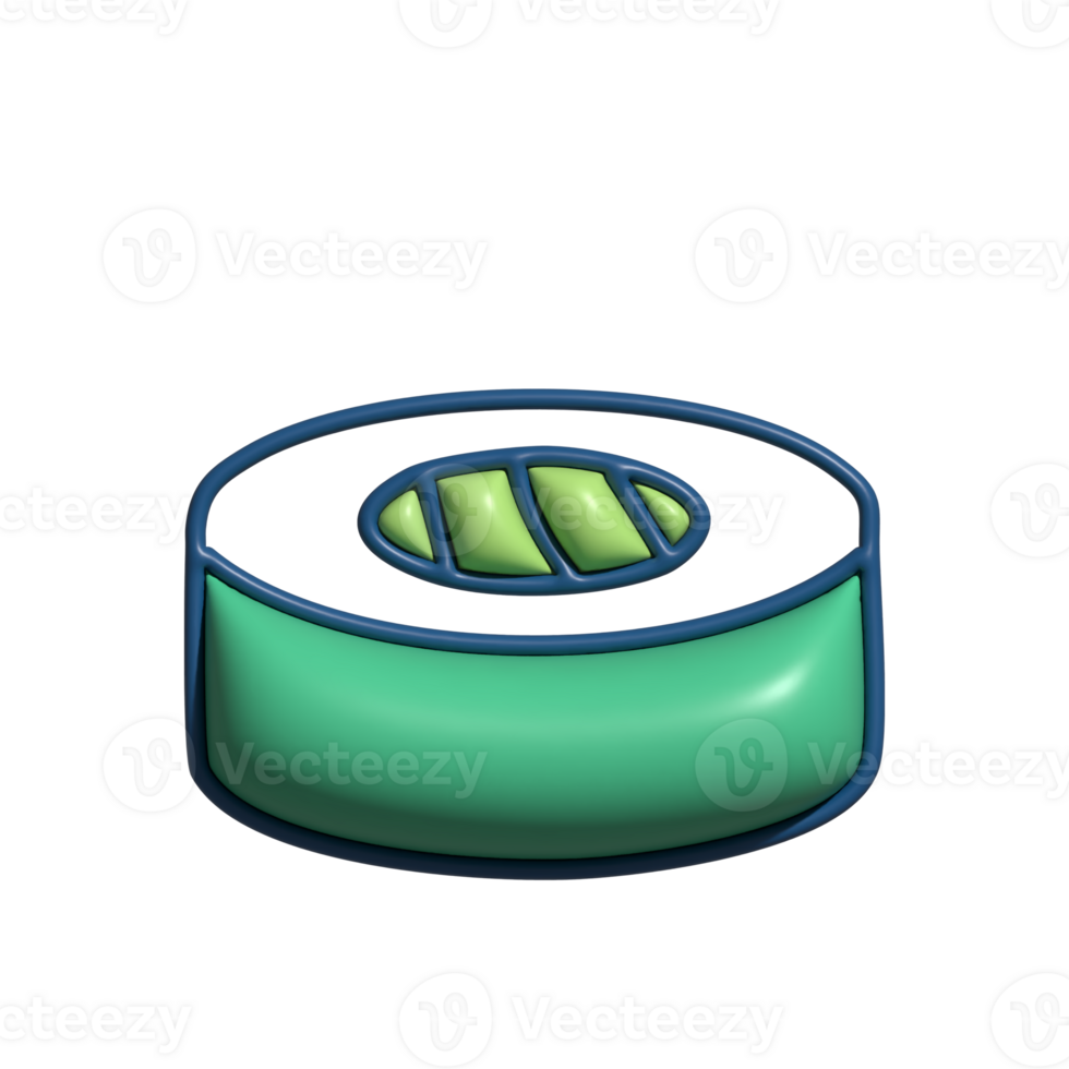 Modern 3D Sushi Icon Fresh Rolls and Culinary Art Design png