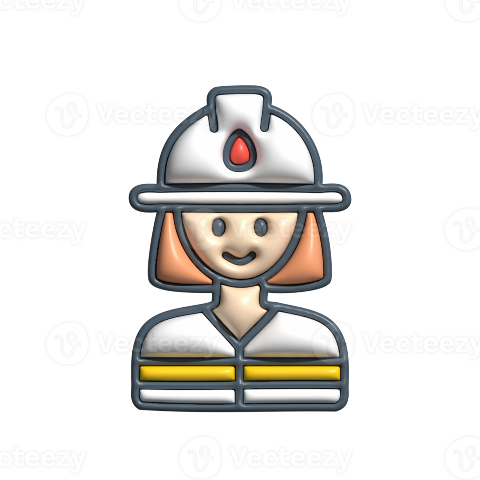 Modern 3D Firefighter Icon Fire Rescue, Professional Service, and Public Safety Design png