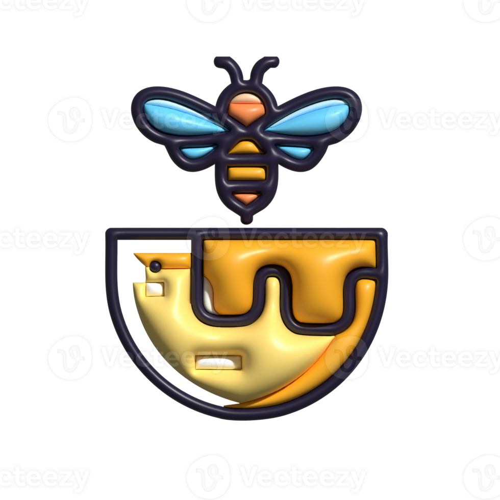 Modern 3D Honey Bee Icon Bee, Honey Production, and Eco-System Design png