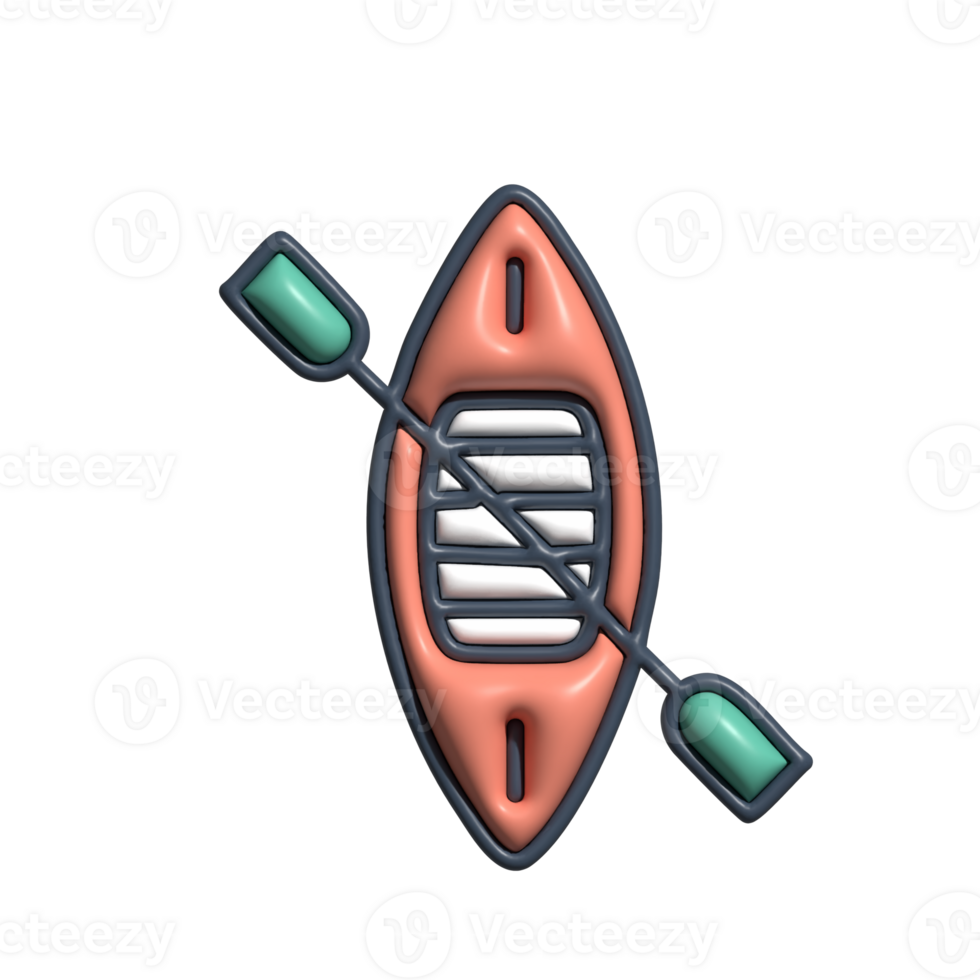 3D Render of Canoe Icon Watercraft and Outdoor Adventure Symbol png