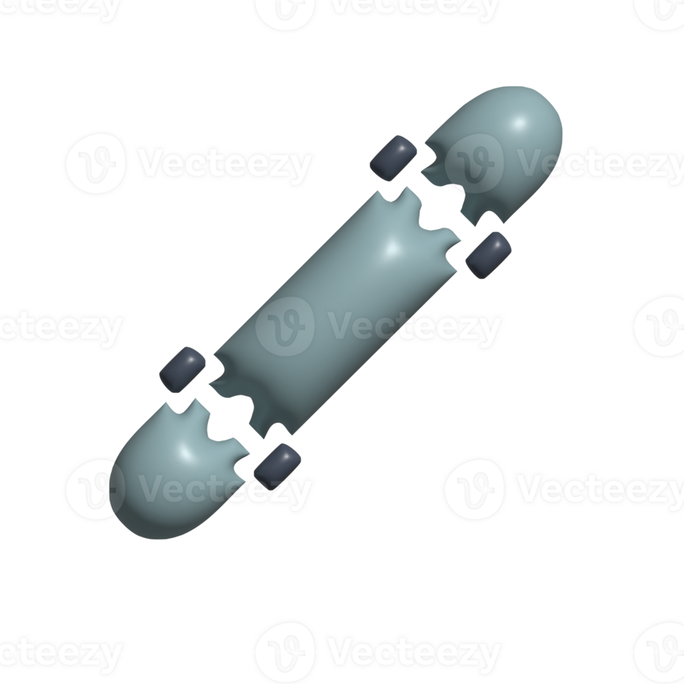 Modern 3D Skateboard Icon Active Lifestyle, Trick Riding, and Skatepark Design png