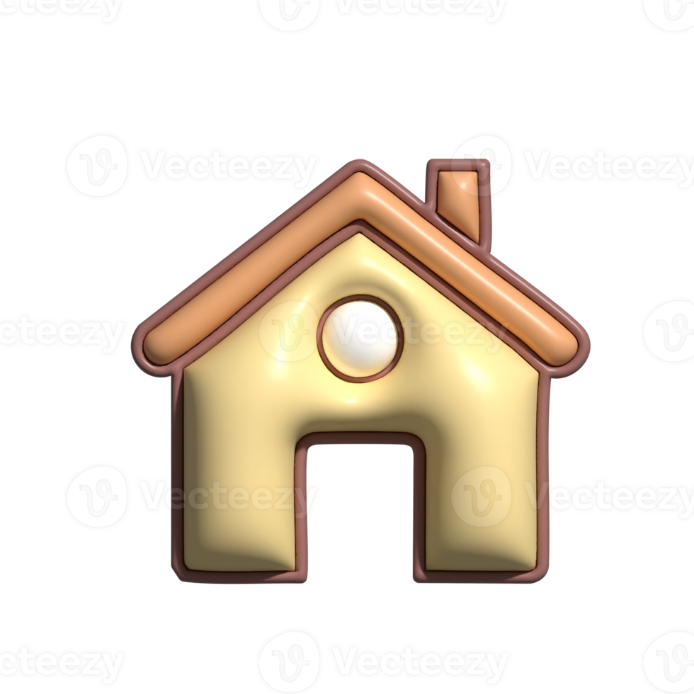 3D Render of Wooden House Icon Rustic Architecture and Cozy Home Symbol png