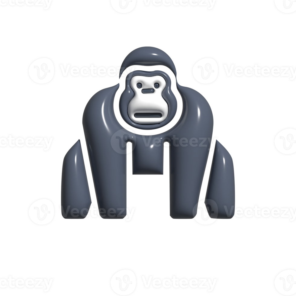 3D Render of Gorilla Icon Powerful Ape, Jungle King, and Endangered Wildlife Symbol png
