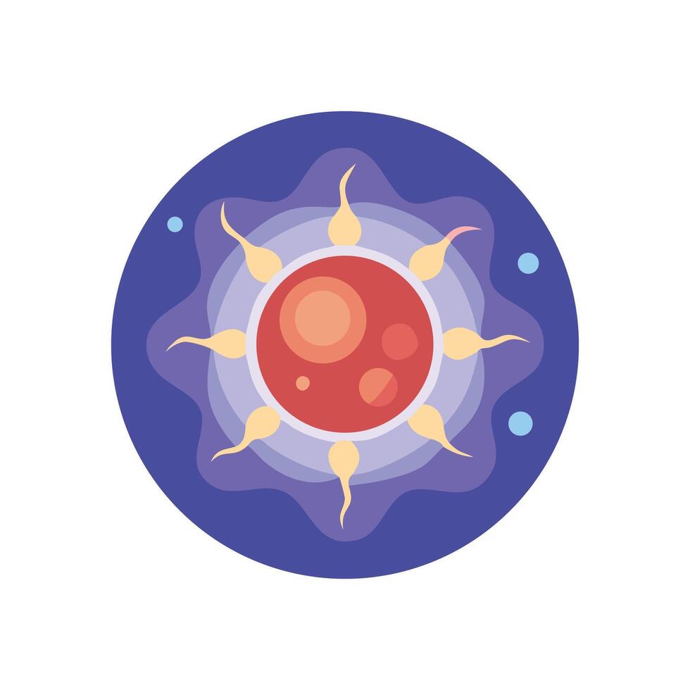 Fertilization illustration with sperm and egg cell concept vector