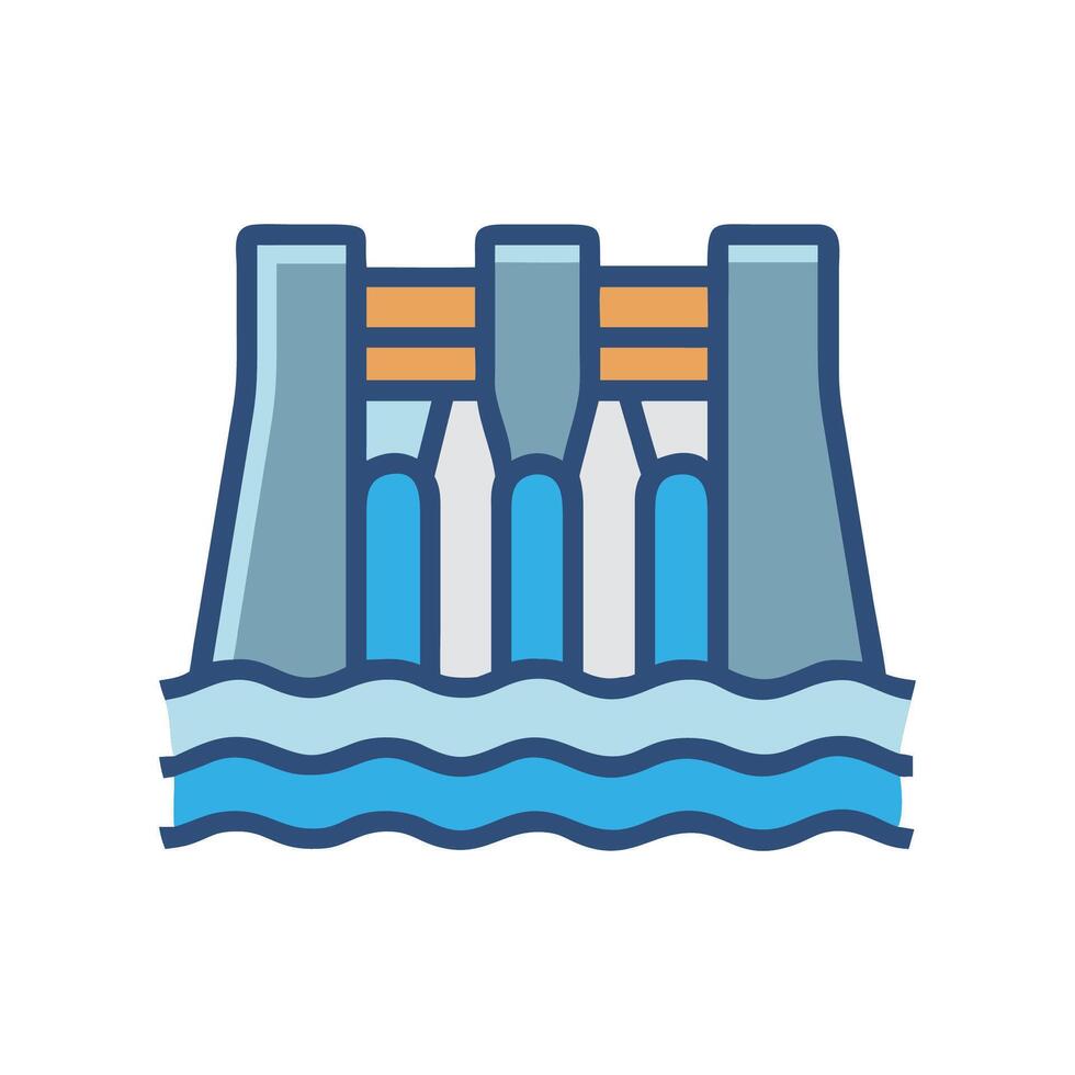 Hydroelectric Dam Icon Renewable Energy and Power Generation vector