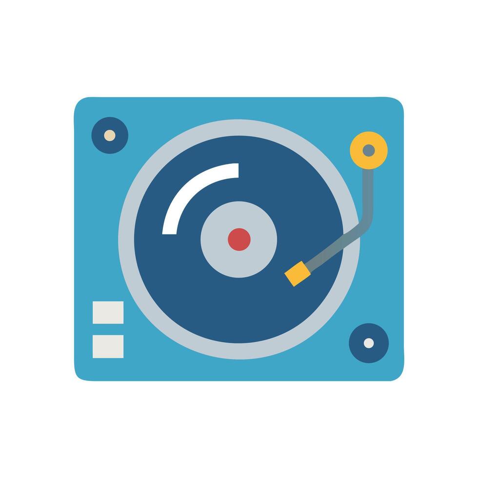 Minimalist Blue Turntable DJ Music Icon Illustration vector