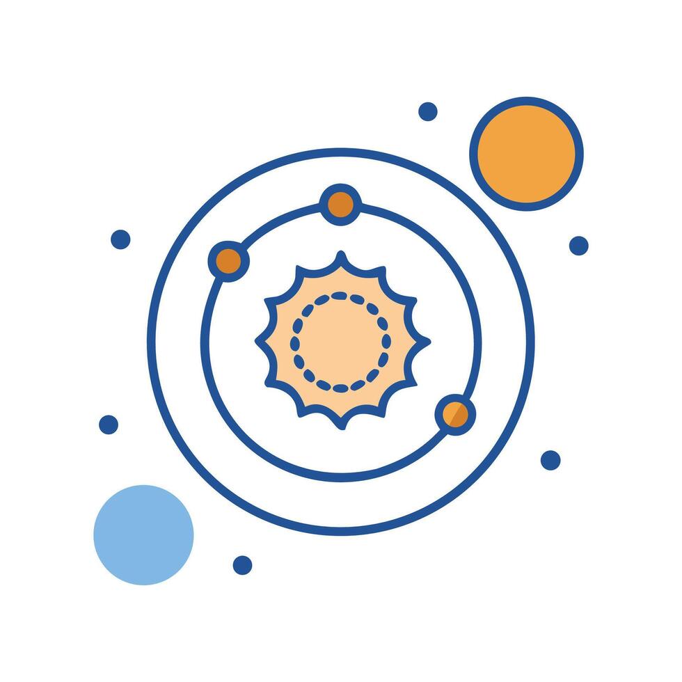 Solar system with planets orbiting sun illustration design vector