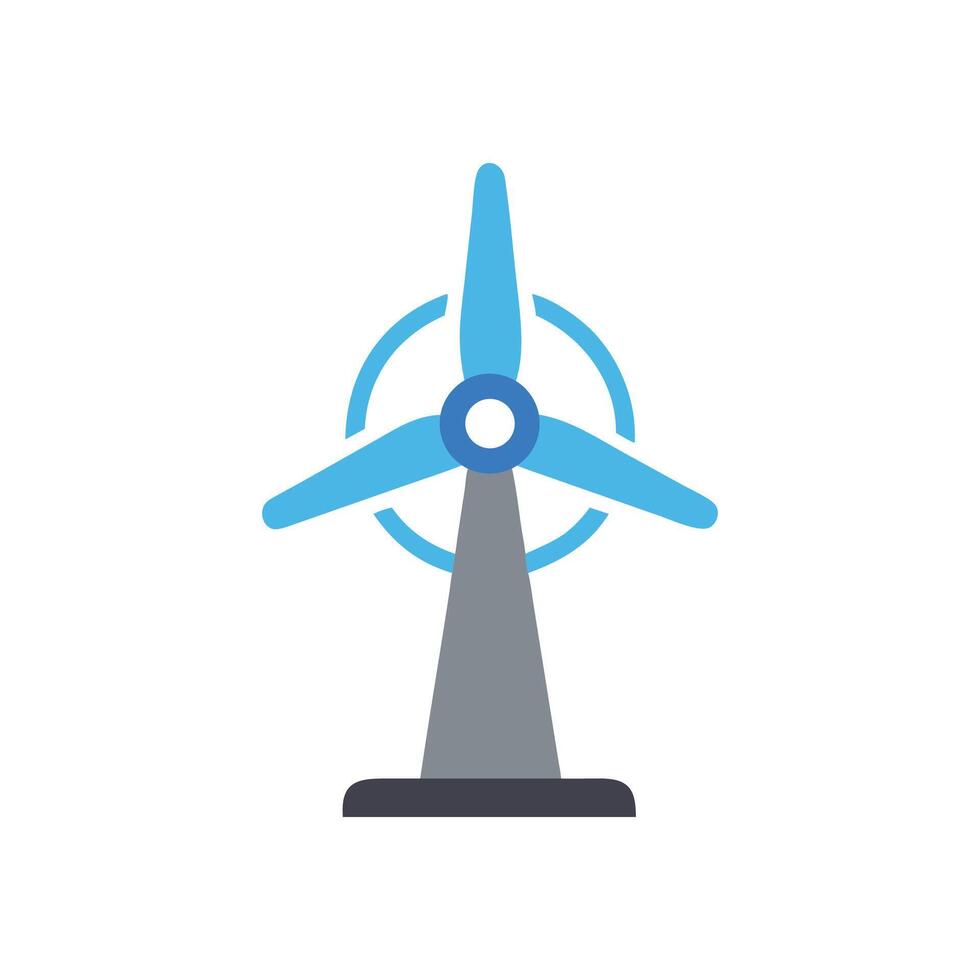 Blue Wind Turbine Icon Isolated on Black Background vector