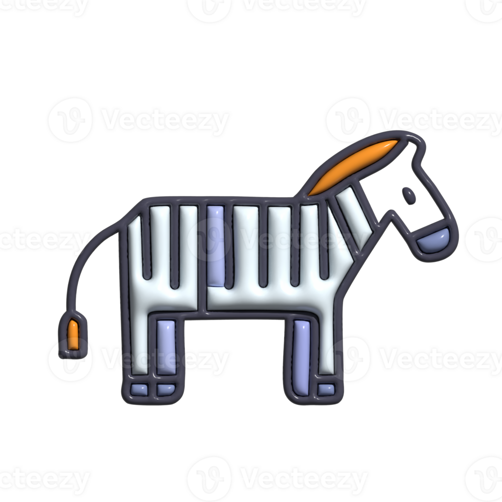 3D Render of Zebra Icon Striped Animal, African Wildlife, and Safari Symbol png