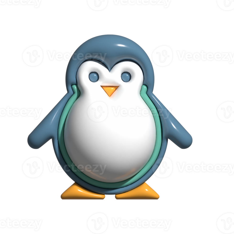 3D Penguin Winter Wildlife, Waddling Bird, and Cold Climate Creature Concept png