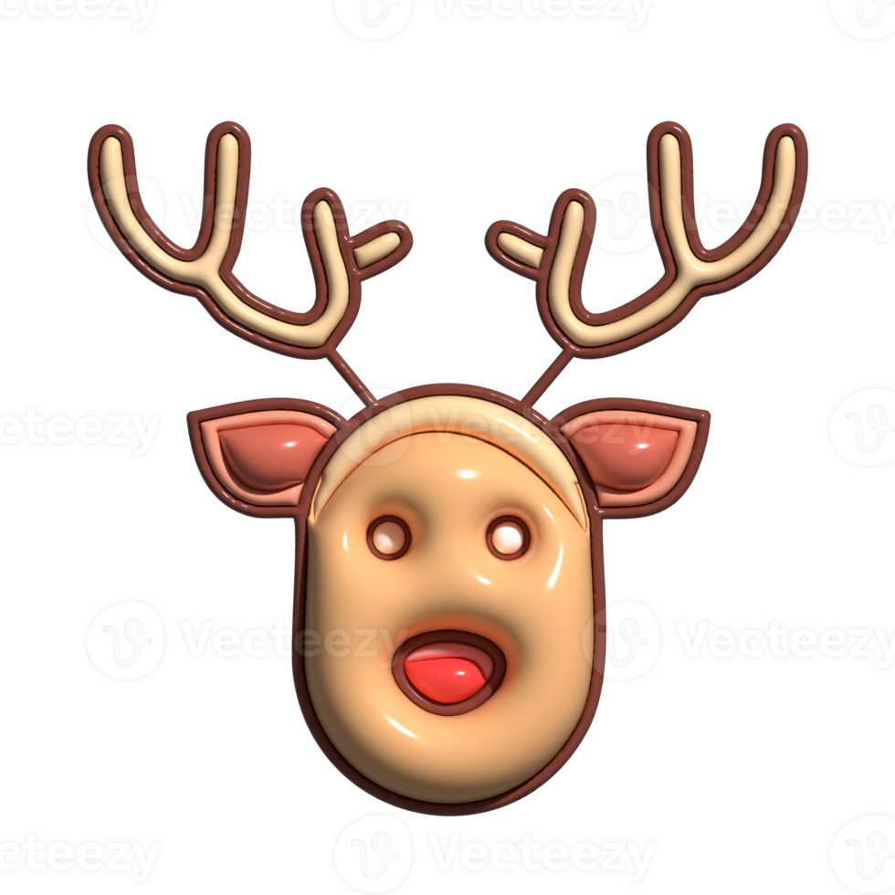 3D Render of Reindeer Icon Arctic Deer, Majestic Antlers, and Winter Wildlife Symbol png