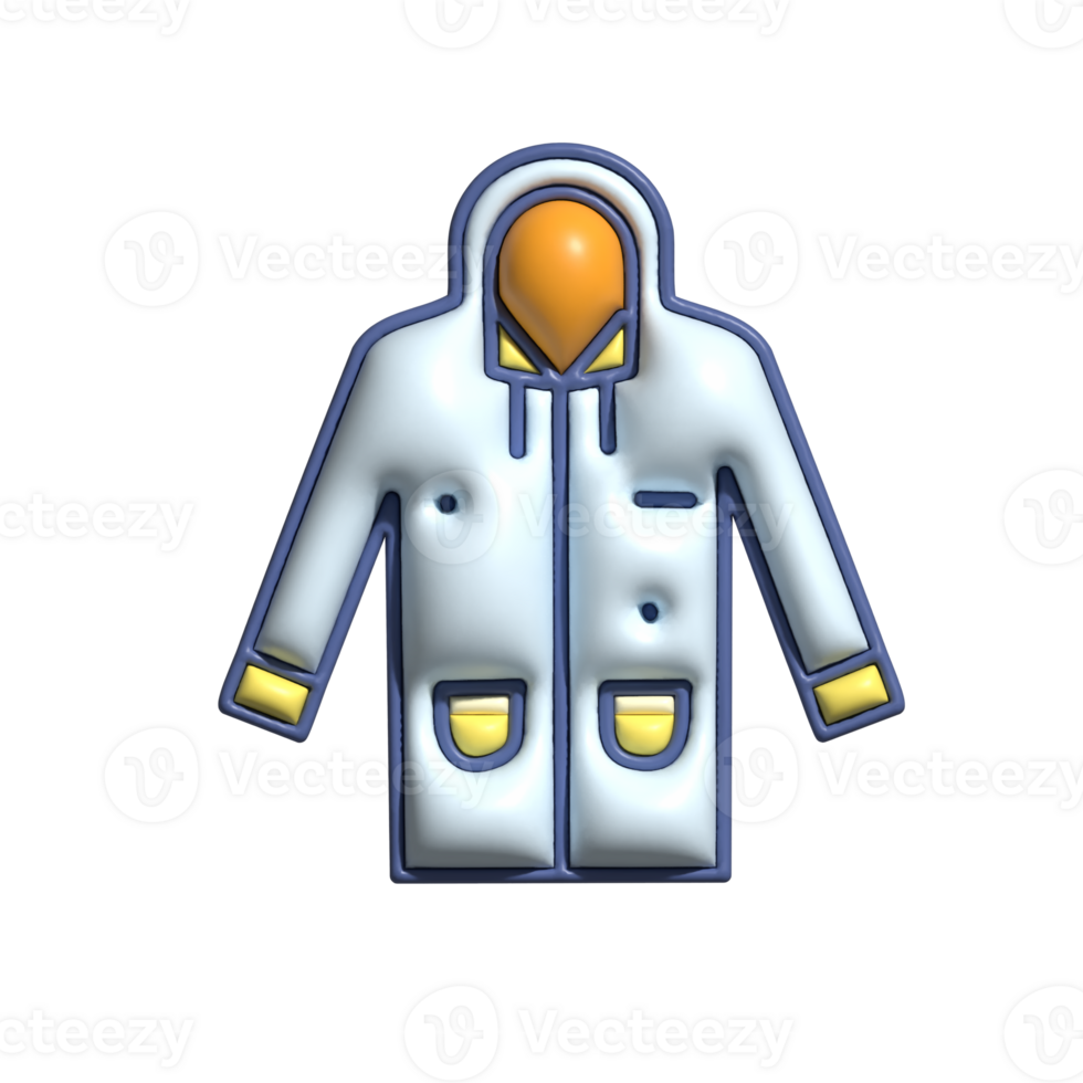 3D Render of Raincoat Icon Weather Protection and Outerwear Symbol png