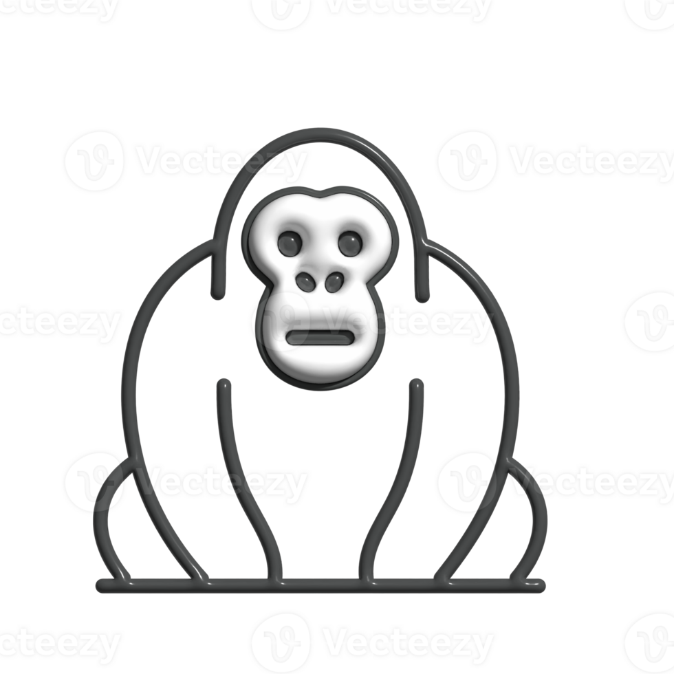 3D Gorilla Strong Primate, Forest Dweller, and Mountain Gorilla Concept png