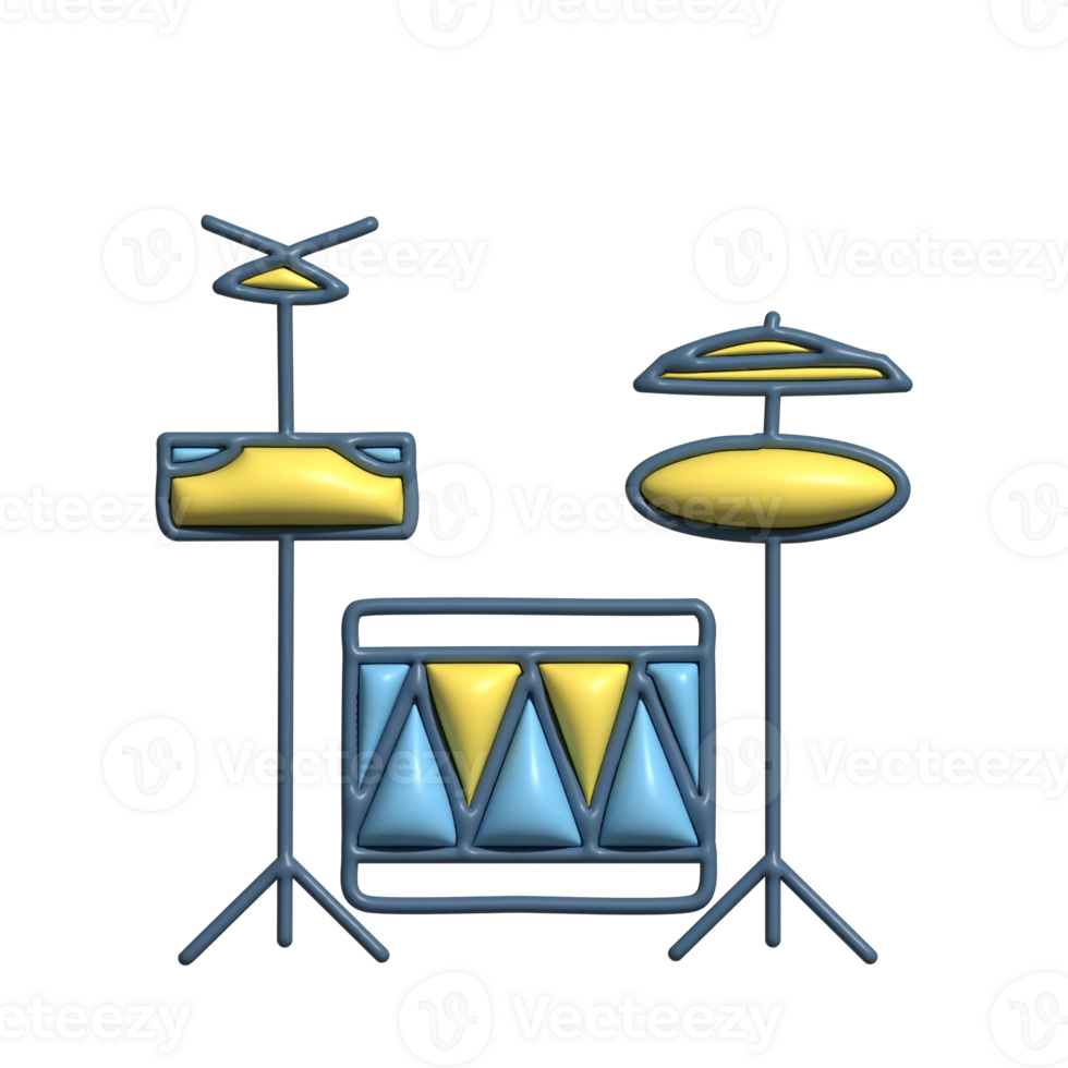 3D Render of Drum Band Icon Percussion, Music Ensemble, and Performance Symbol png