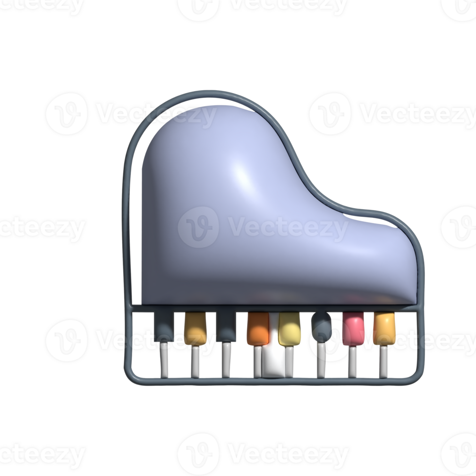 3D Render of Piano Icon Musical Instrument and Classical Music Symbol png