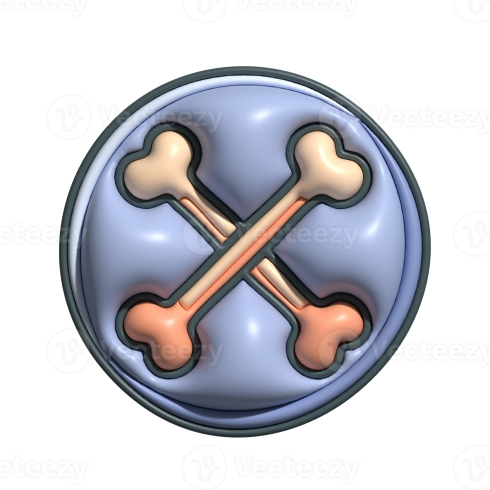 3D Render of Bone Fossil Icon Prehistoric Remains and Archeology Symbol png