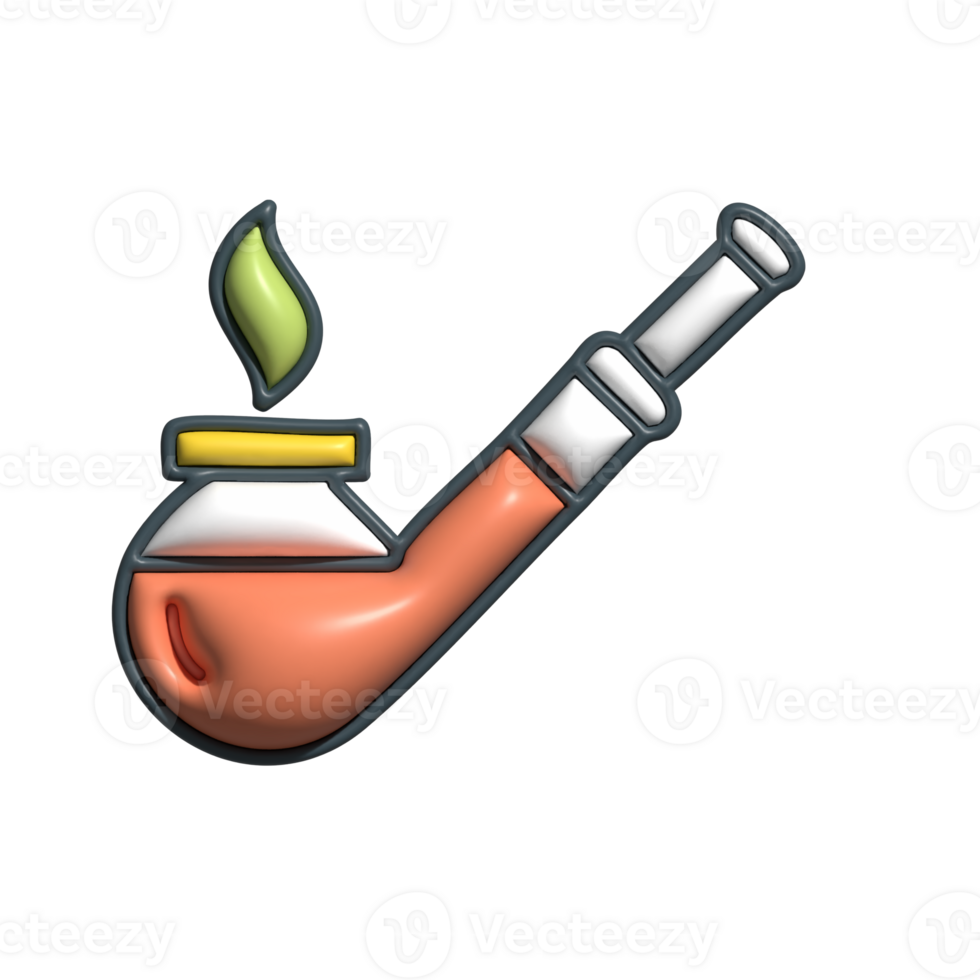 3D Render of Pipe with Smoke Relaxation and Vintage Lifestyle Icon png