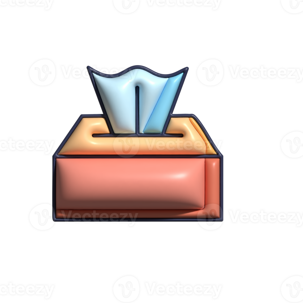 3D Render of Tissue Box Icon Hygiene and Personal Care Symbol png