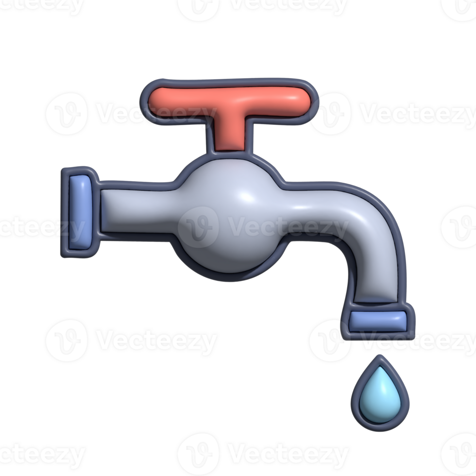 3D Render of Faucet Icon Water Supply and Plumbing Symbol png