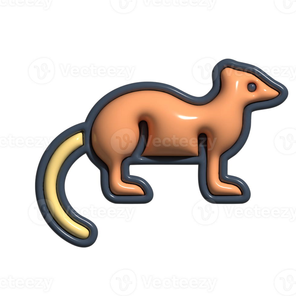 3D Render of Mongoose Icon Agile Mammal, Snake Hunter, and Tropical Wildlife Symbol png