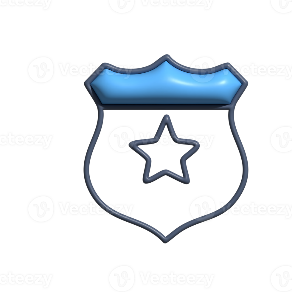 3D Police Badge, Officer, and Justice Concept png
