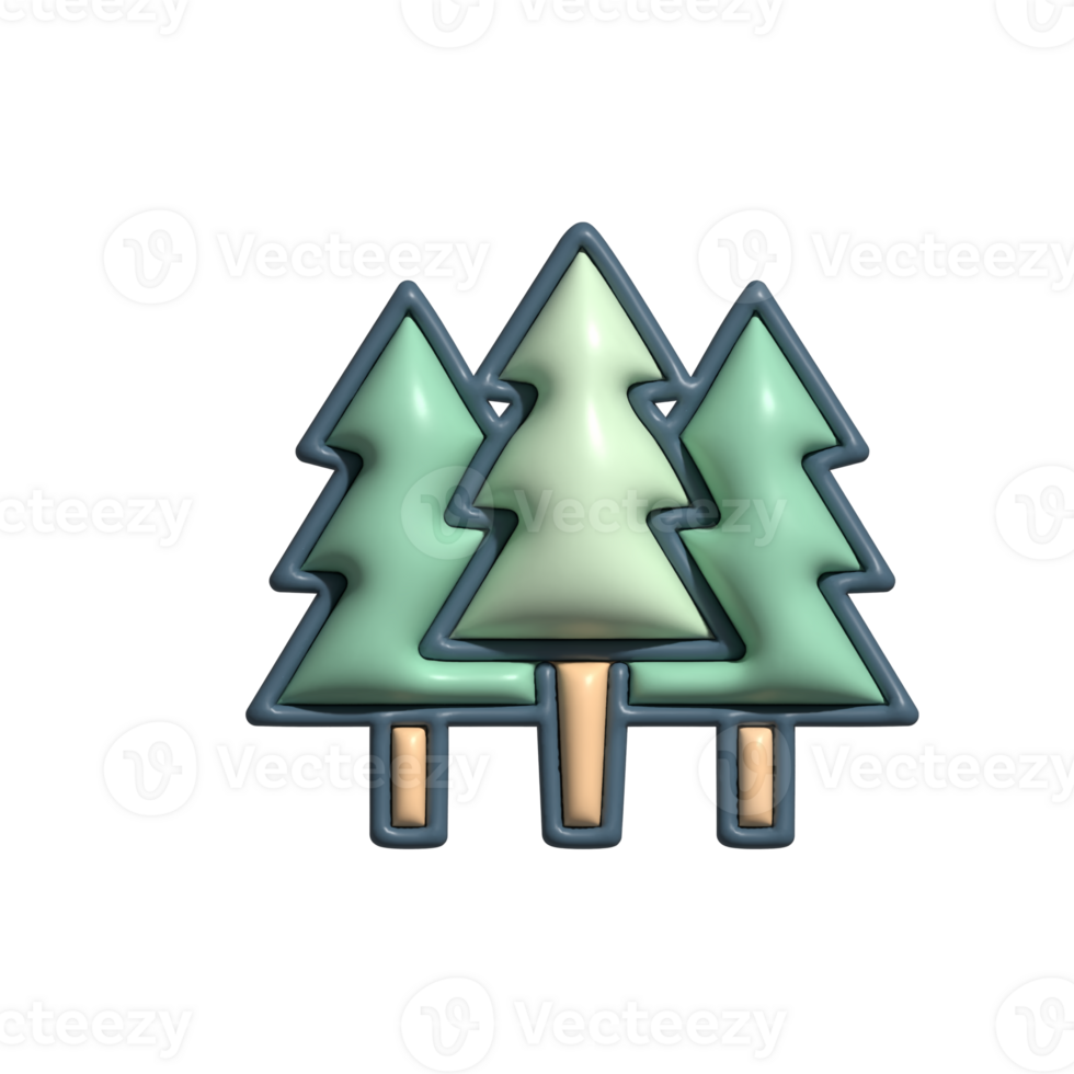3D Render of Forest Icon Nature and Wilderness Symbol png