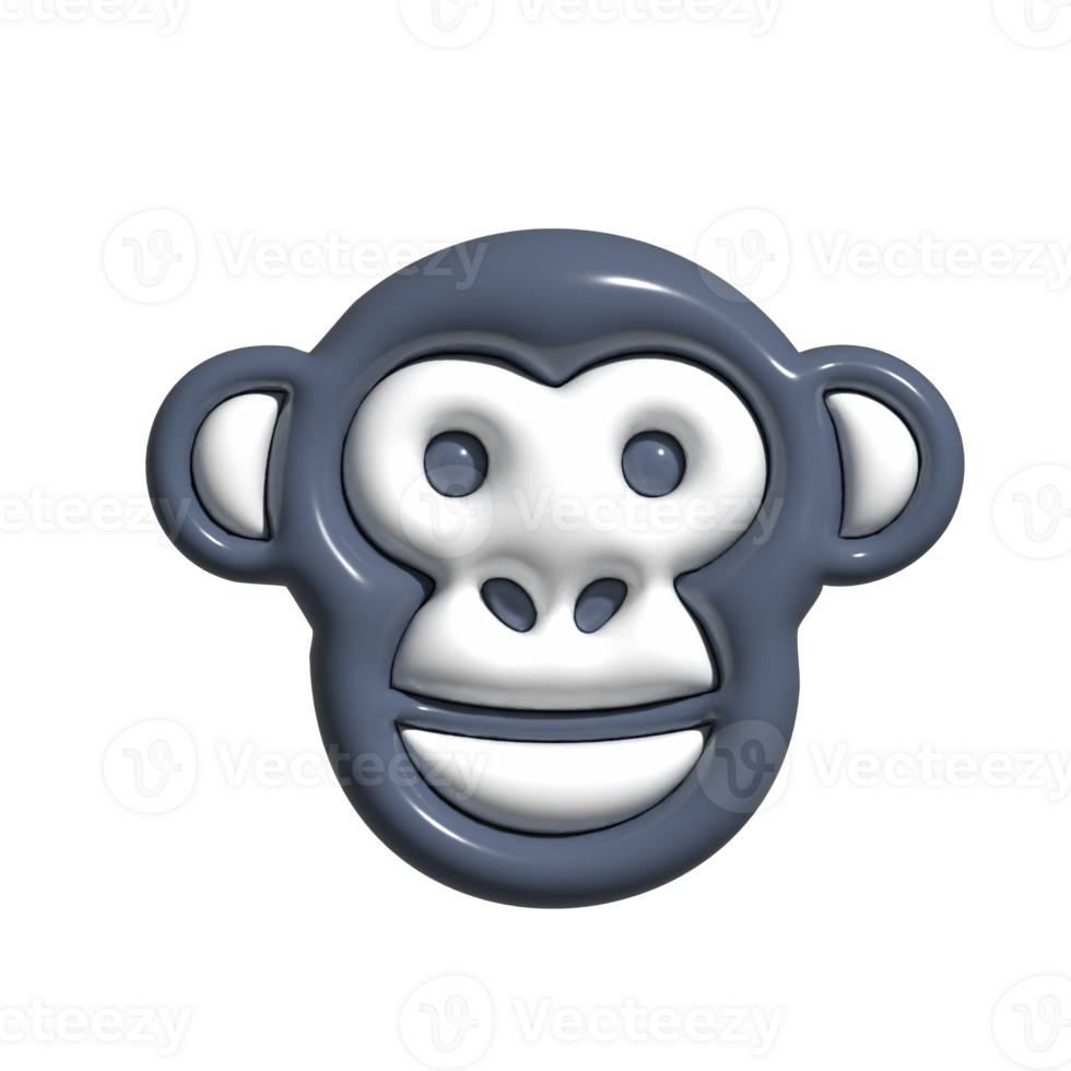 3D Render of Chimpanzee Icon Intelligent Ape, Forest Primate, and Endangered Wildlife Symbol png