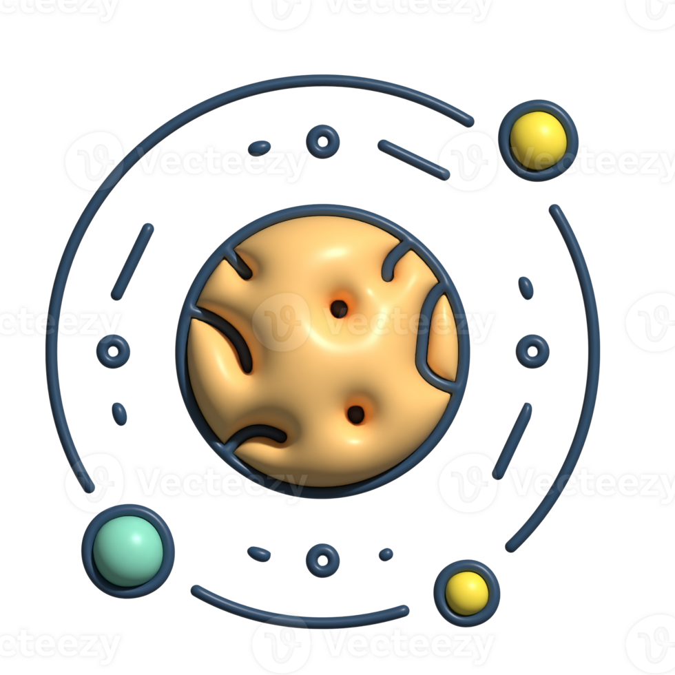 An illustration of a planet with a sun and planets png