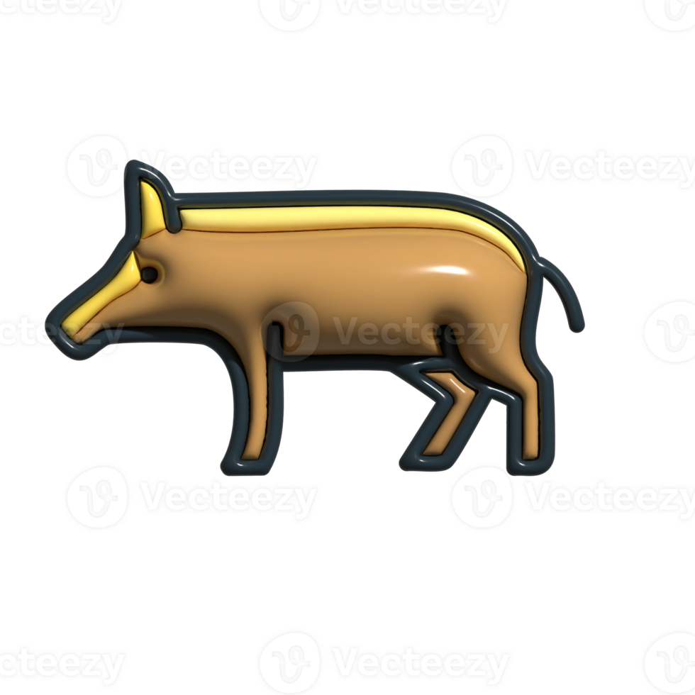Modern 3D Wild Boar Icon Wild Pig, Jungle Inhabitant, and Fierce Animal Design png
