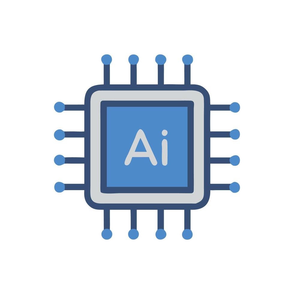 AI Chip Illustration on Black Background Technology Concept vector