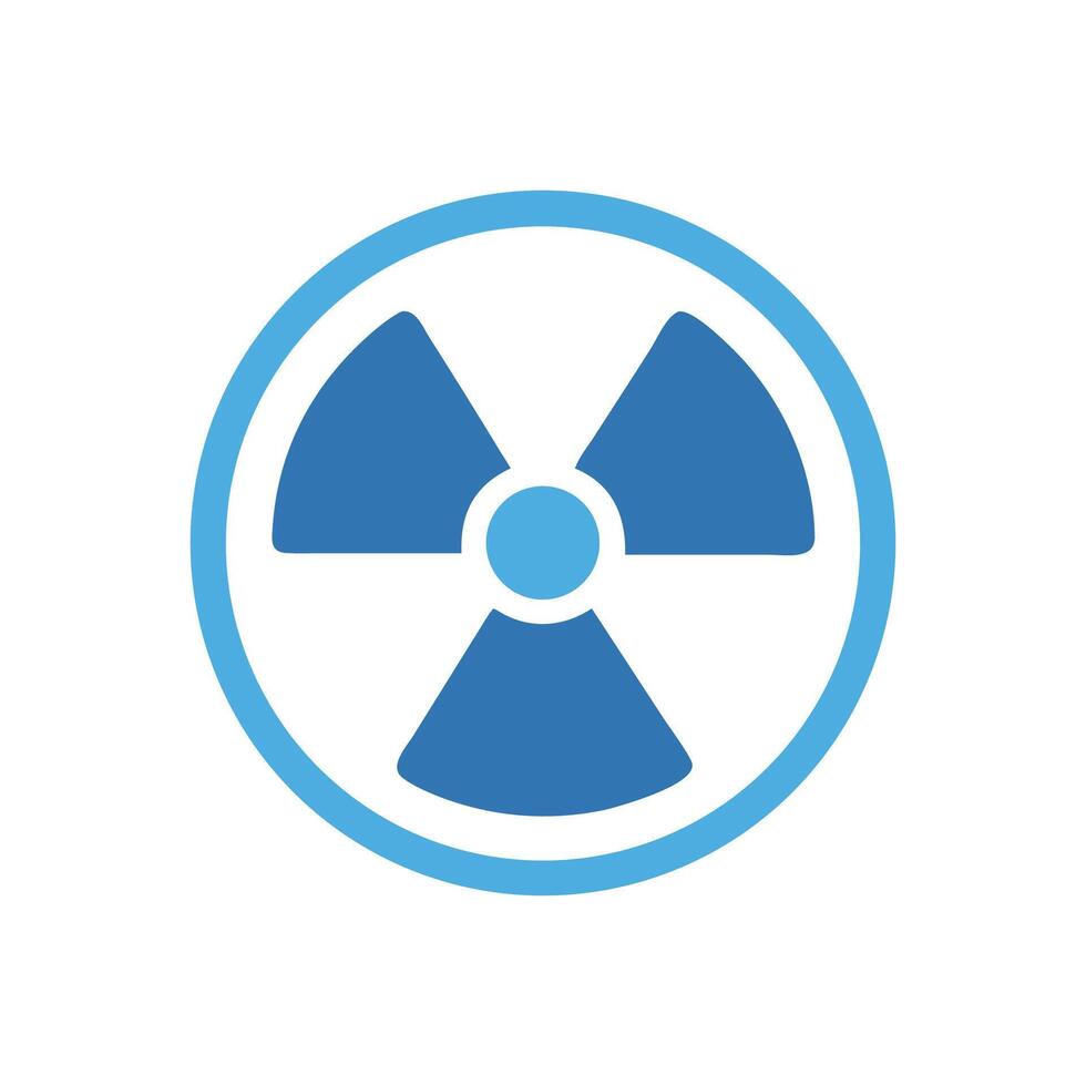 Blue Radiation Symbol on Black Background Hazard Warning vector