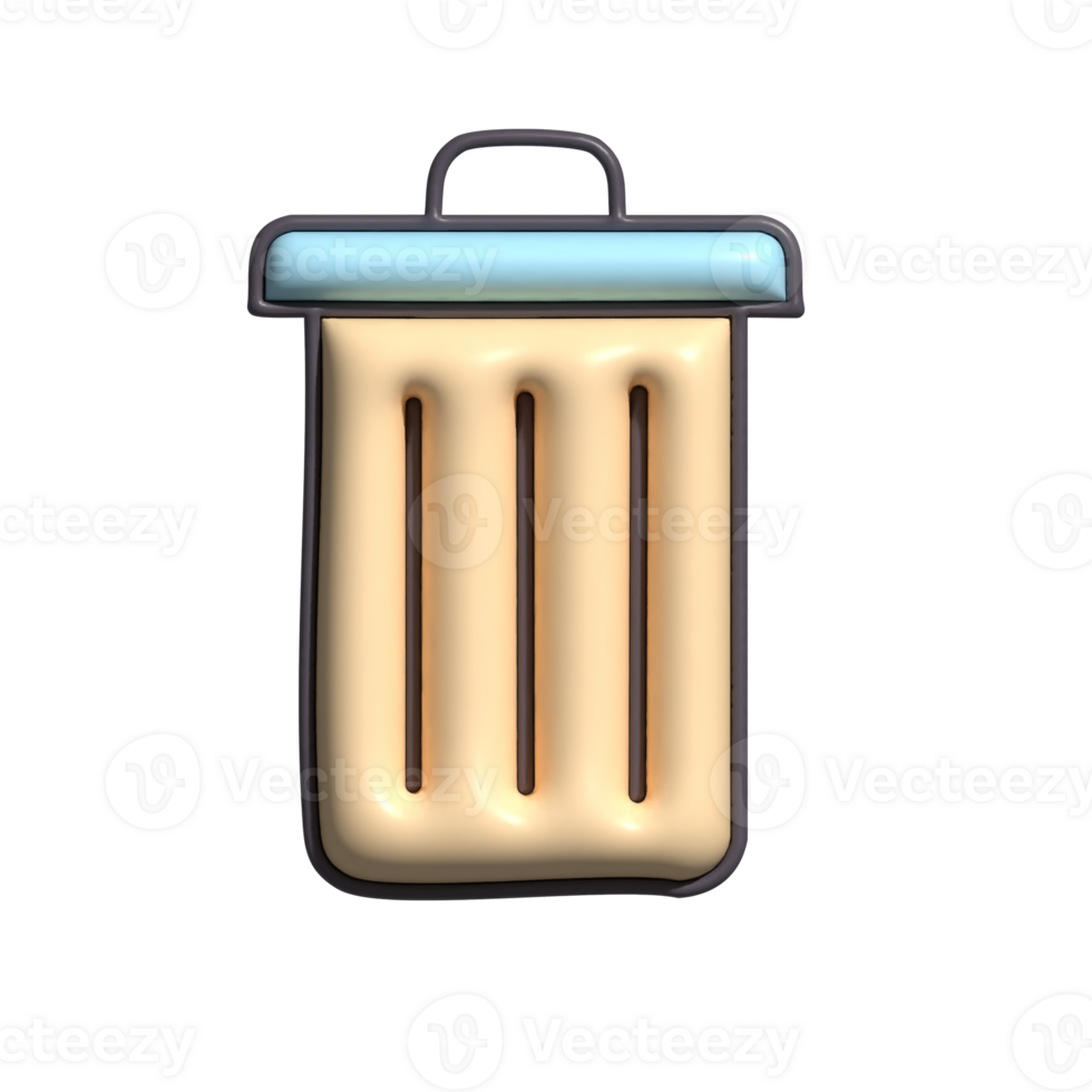 3D Render of Trash Can Icon Waste Disposal and Household Symbol png