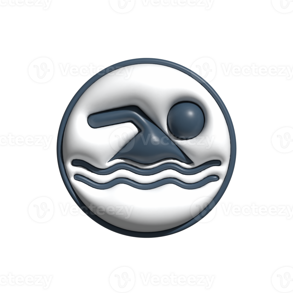 3D Render of Swimmer Icon Water Sports and Swimming Athlete Symbol png