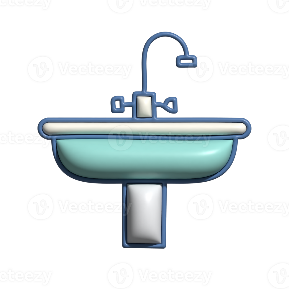 3D Sink Household Utility and Water Flow Concept png