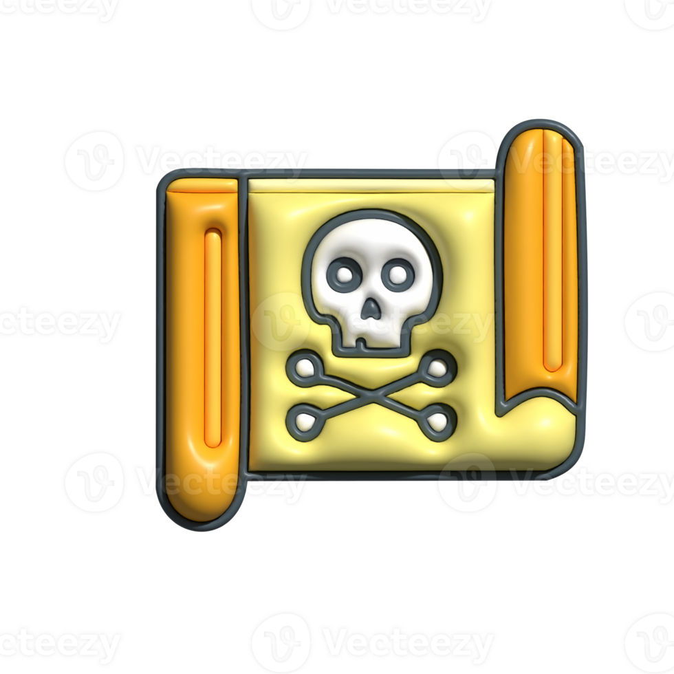Isometric 3D Pirate Map Vintage Treasure Hunt Illustration png