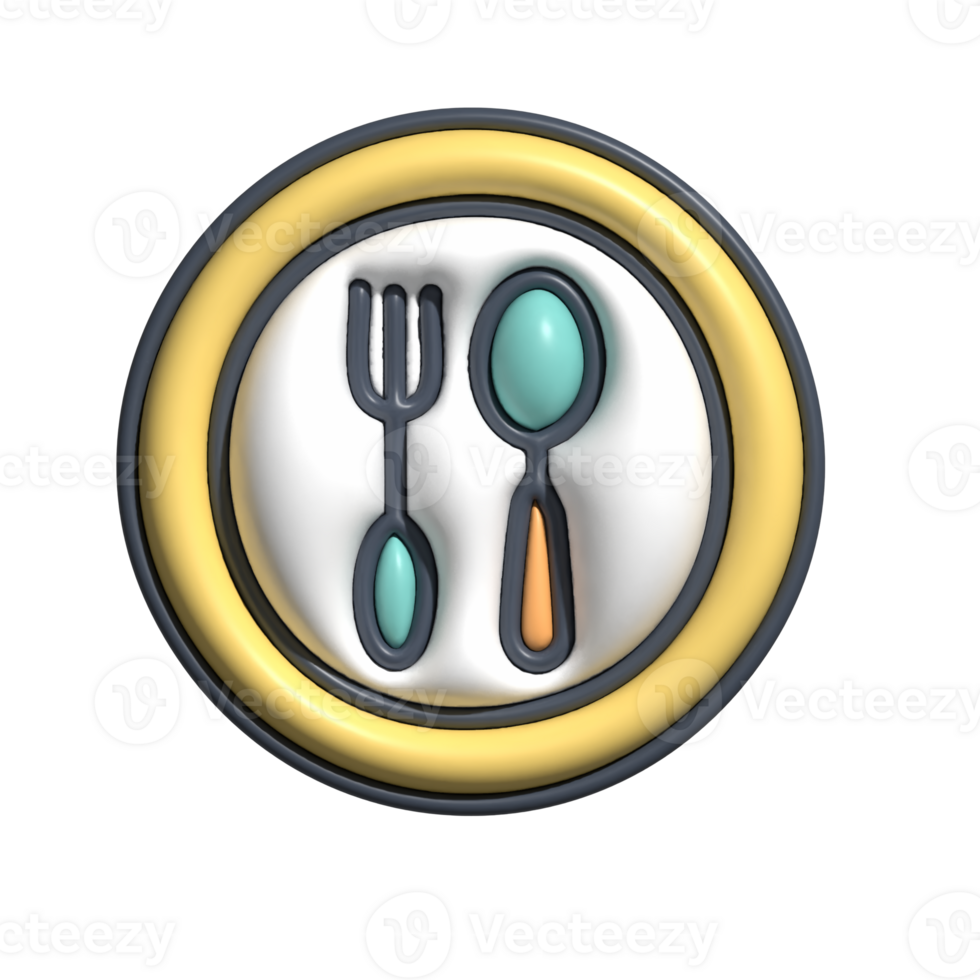3D Plates and Spoons Table Setting and Meal Concept png