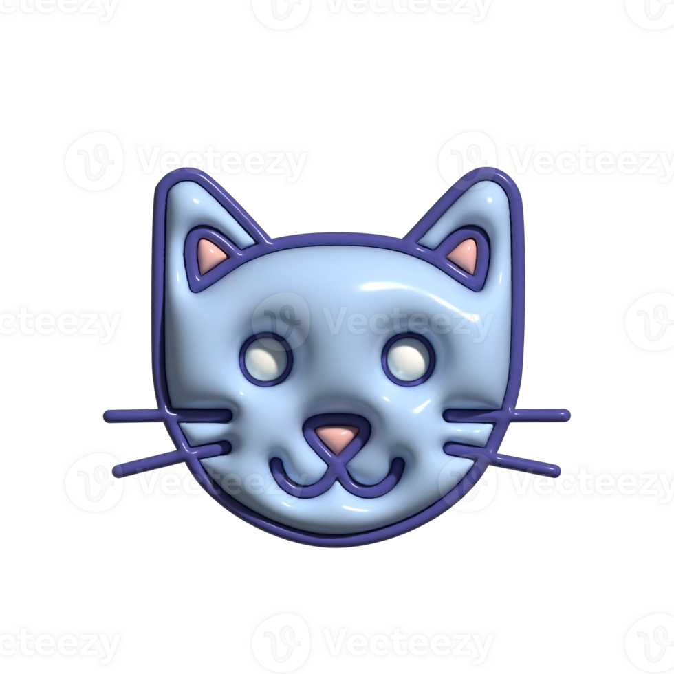 3D Render of Cat Icon Pet, Feline, and Cute Animal Symbol png