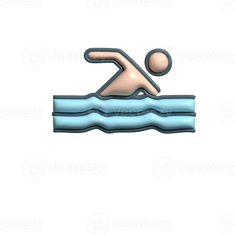 3D Swimmer Swimming, Exercise, and Fitness Concept png