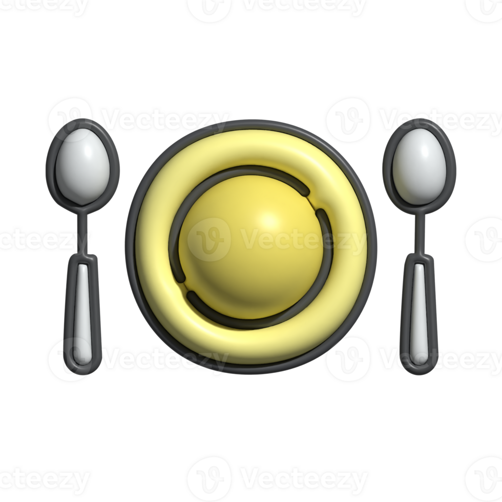 3D Plates Spoons Icon Kitchenware and Dining Design png