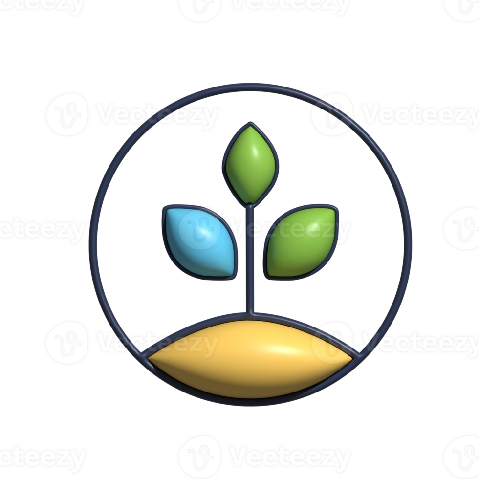 3D Render of Plant Shoots Icon Fresh Growth, Natures Renewal, and Organic Symbol png