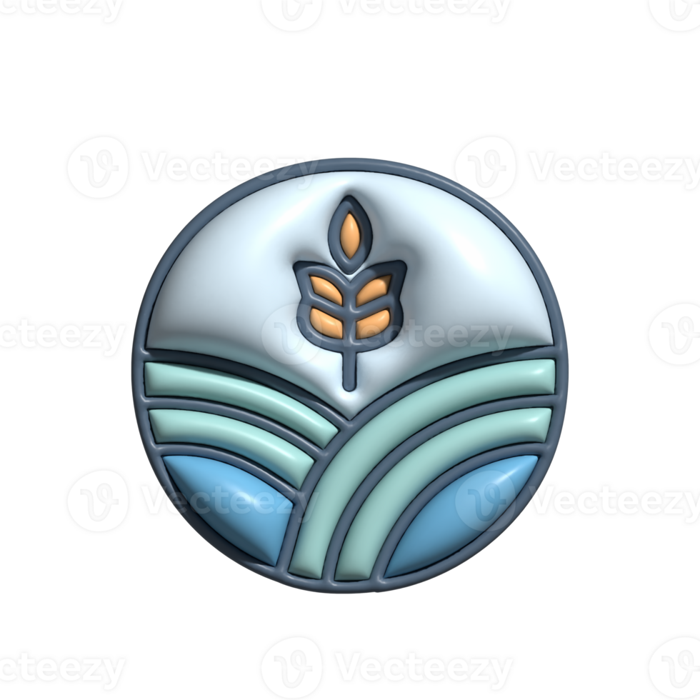 3D Render of Wheat Field Icon Agriculture and Farming Symbol png