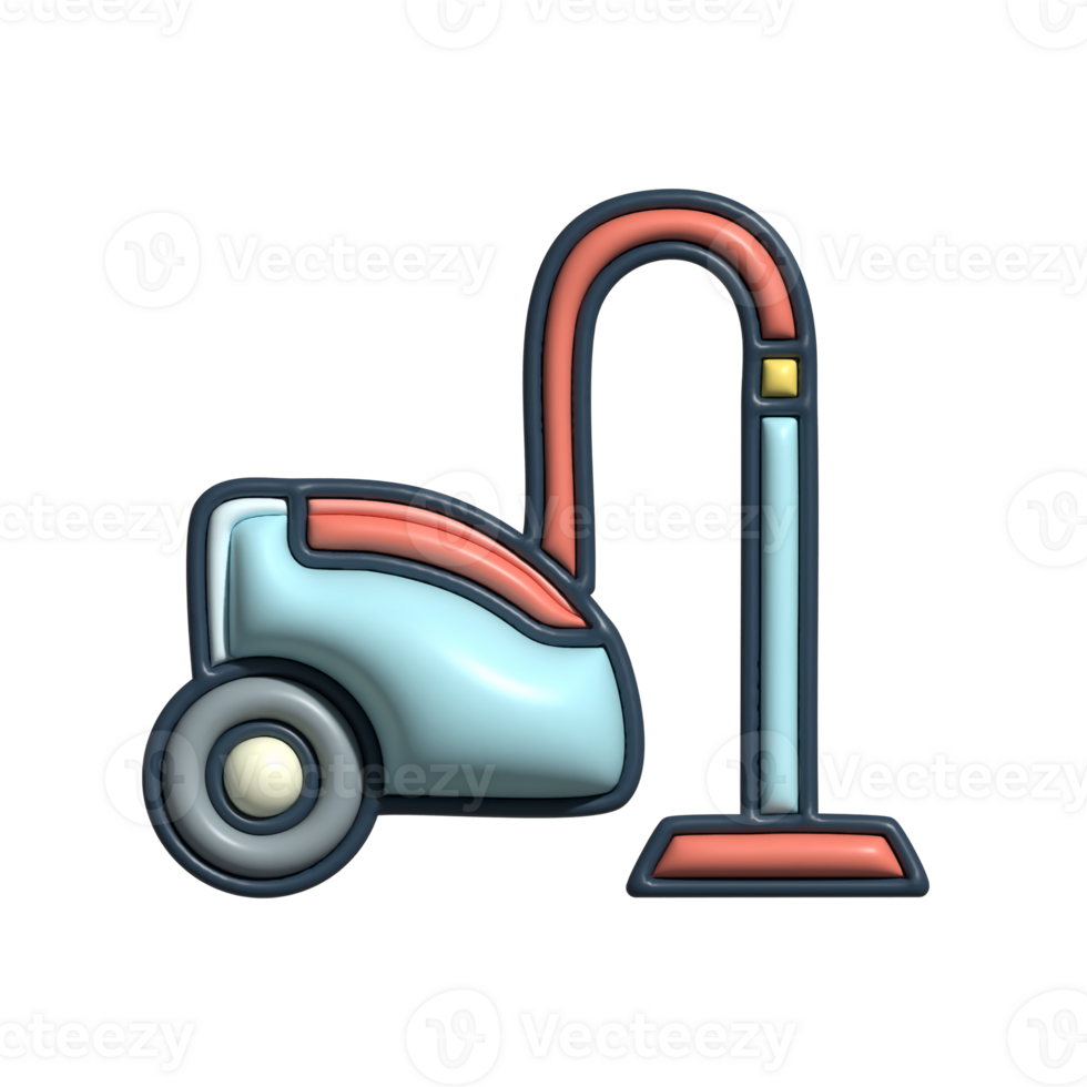 3D Render of Vacuum Cleaner Machine Icon Home Appliance and Cleaning Symbol png