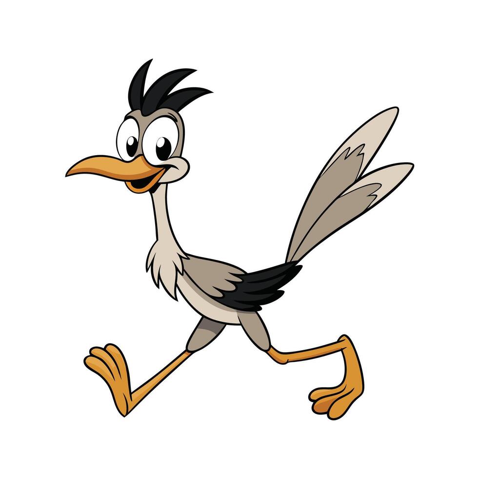 Cartoon Roadrunner Illustration Animated Character on the Run vector