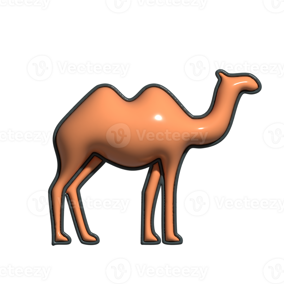 Modern 3D Camel Icon Endurance Animal, Dune Walker, and Middle Eastern Journey Design png