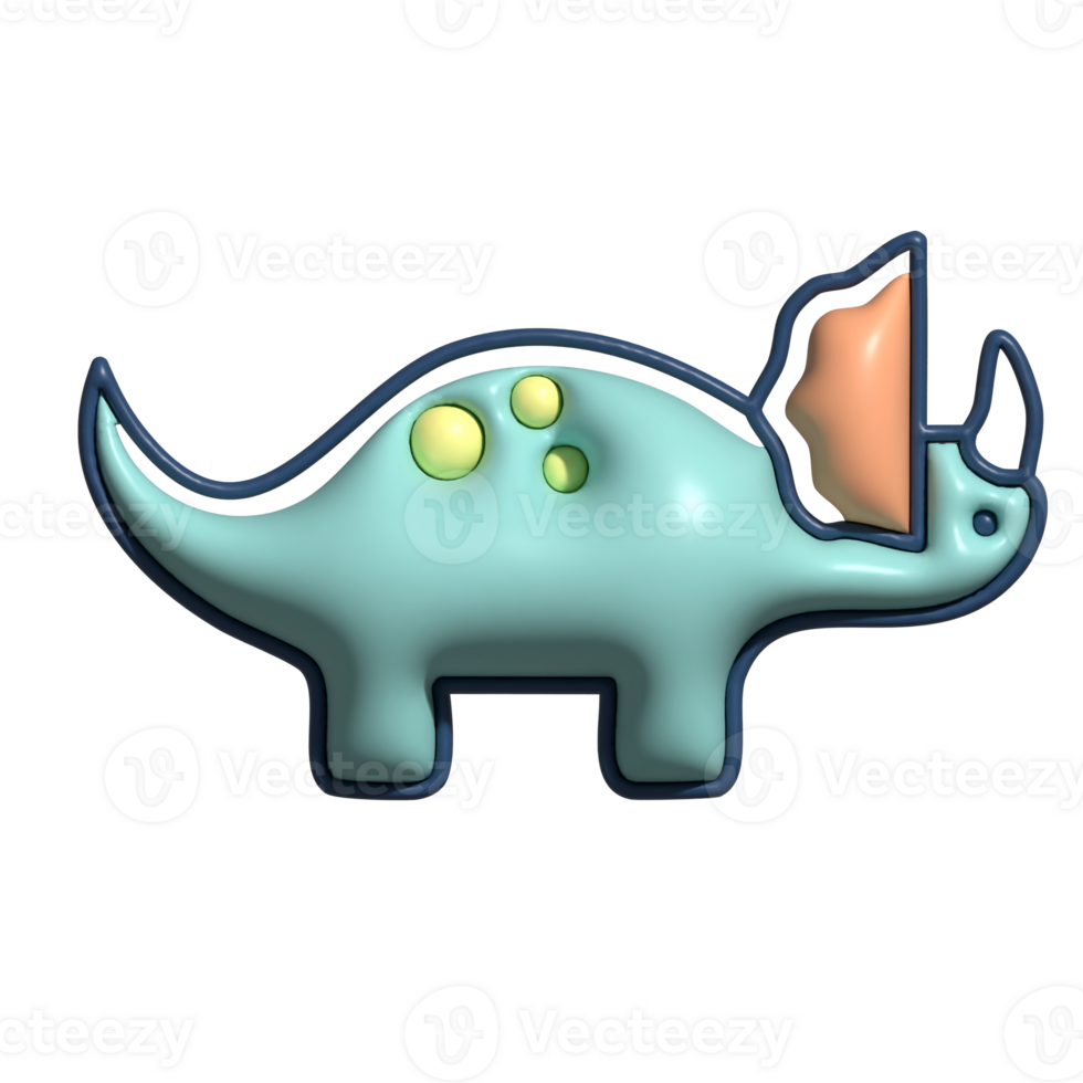 3D Triceratops Tri Horned Dinosaur and Cretaceous Concept png