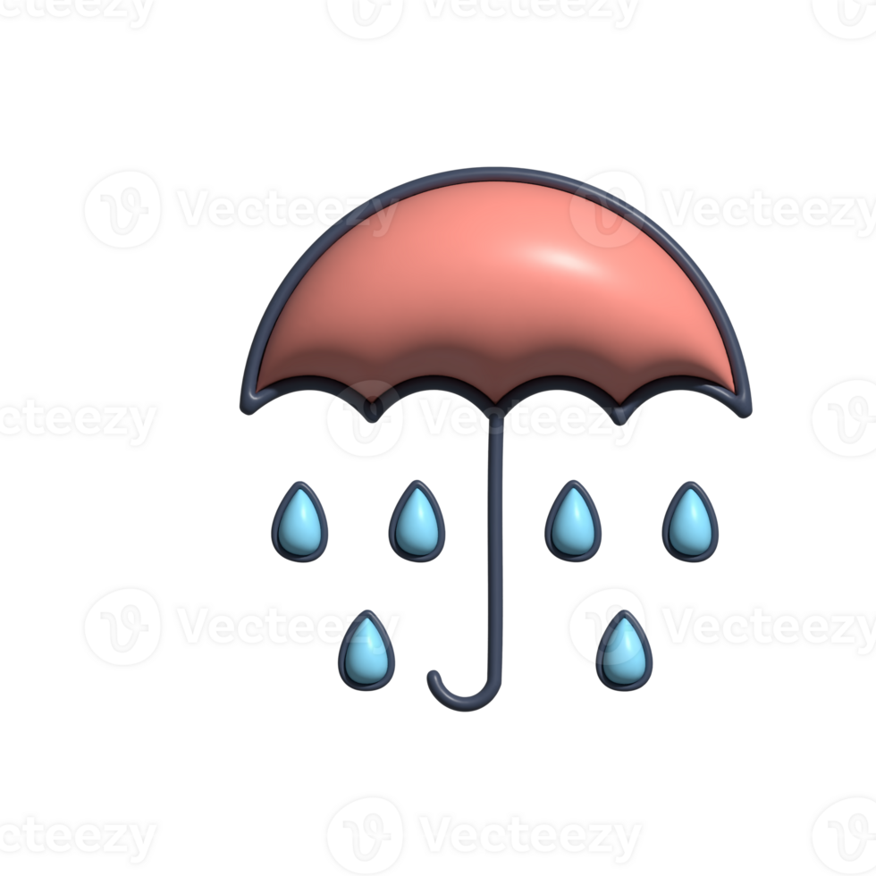 3D Light Rain Cloudy Sky, Droplets Falling, and Calm Weather Concept png